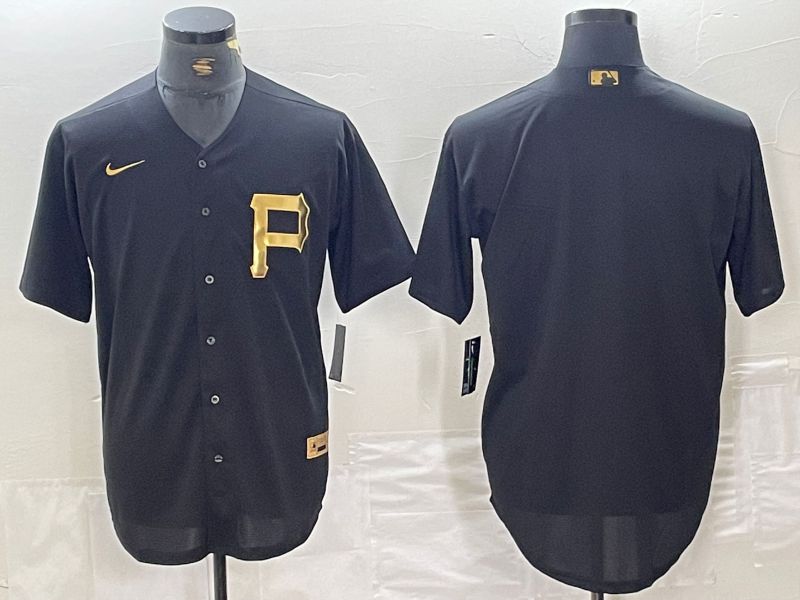Men Pittsburgh Pirates Blank Black gold 4 th generation Nike 2024 MLB Jersey style 1